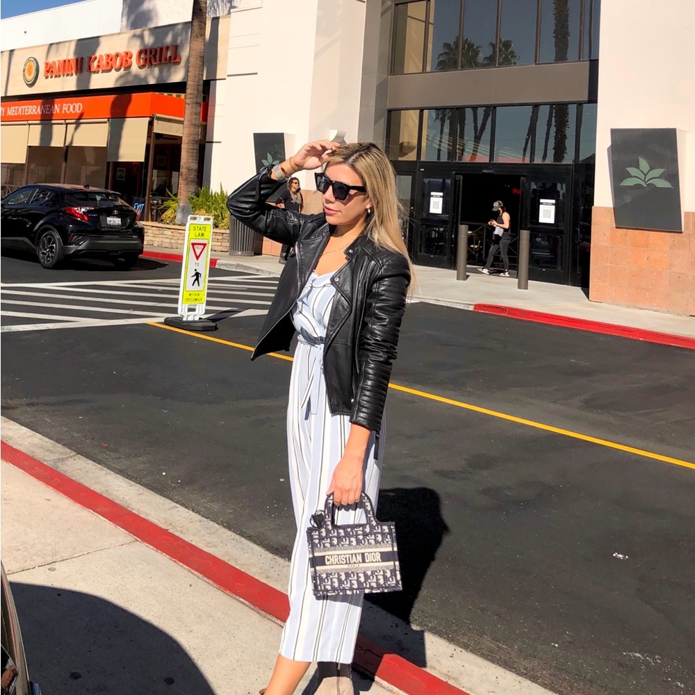 Guess Blue and White Striped Jumpsuit
